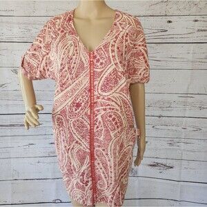 April,  May Red Paisley Cotton Tunic Small